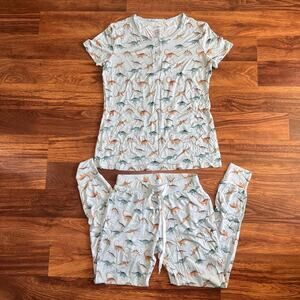 Gigi and Max Matching Pajama Set Bamboo Dinosaur Adult Small